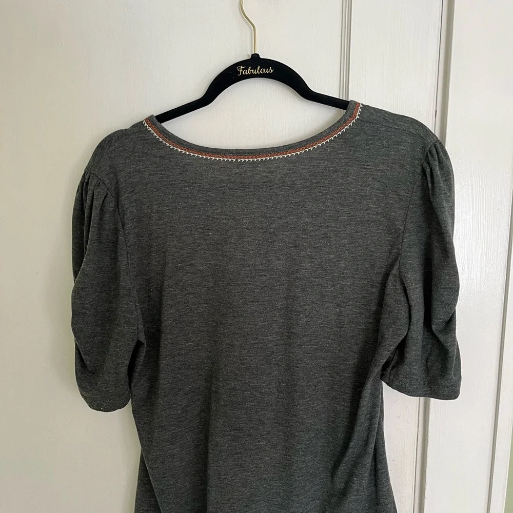 Solitaire Gray Embroidered Women’s Top - Picture 3 of 3